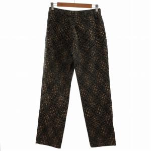 FENDI ヴィンテージ テーパードパンツ スラックス ボタンフライ 総柄 ロゴ 金ボタン 40 L 黒 ブラック 茶 ブラウン