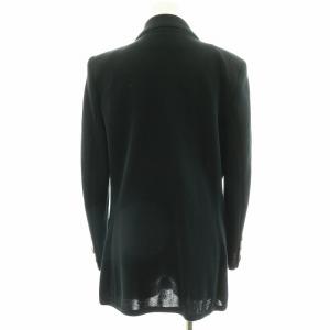 YVES SAINT LAURENT ヴィンテージ セットアップ テーラードジャケット ダブル 金ボタン タイトスカート ひざ丈 9 M 黒 ブラック GY18