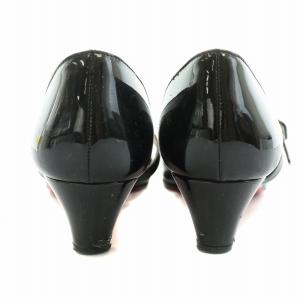 Christian Louboutin パンプス ストラップ オープントゥ ヒール エナメル 36 23cm 黒 ブラック GY18