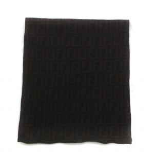 FENDI マフラー ストール ズッカ柄 ロゴ 総柄 茶色 ブラウン 黒 ブラック