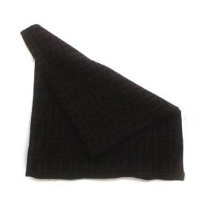 FENDI マフラー ストール ズッカ柄 ロゴ 総柄 茶色 ブラウン 黒 ブラック