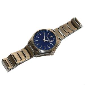 SEIKO 腕時計 ウォッチ ソーラー充電 アナログ 3針 チタン デイト 青文字盤 シルバー色 7B75-0AA0