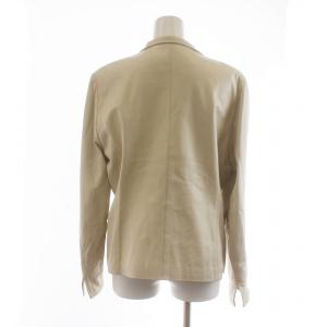 BALMAIN 革ジャン テーラードジャケット 長袖 ラムレザー シングル 裏地総柄 総裏地 大きいサイズ 13号 LL アイボリー GY18