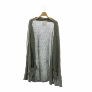 ESTNATION カーディガン カシミア 長袖 ショールカラー ロング L グレー