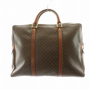 CELINE ビジネスバッグ ブリーフケース ハンド マカダム柄 総柄 PVC レザー 茶 ブラウン GY18