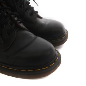 Dr.Martens ショートブーツ 8ホール レースアップ ステッチ レザー ロゴ 6 25cm 黒 ブラック 1460 GY18