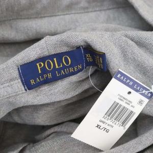 POLO RALPH LAUREN ポロシャツ 長袖 パーカー 鹿の子 Big Pony XL 杢グレー