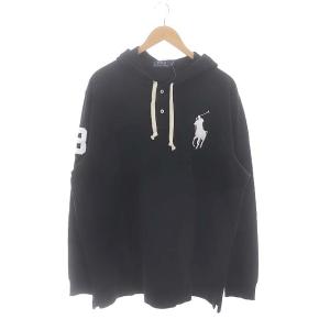 ポロシャツ 長袖 パーカー 鹿の子 Big Pony XL 黒 白 ブラック ホワイト