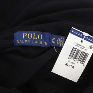 POLO RALPH LAUREN ポロシャツ 長袖 パーカー 鹿の子 Big Pony XL 黒 白 ブラック ホワイト