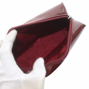 Salvatore Ferragamo 化粧ポーチ スクエア ガンチーニ ファスナー開閉 ロゴ エナメル ボルドー