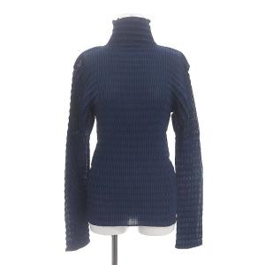 ISSEY MIYAKE WHITE LABEL プリーツTシャツ カットソー 長袖 ハイネック 3 紺 ネイビー