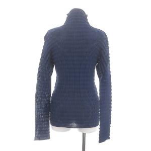 ISSEY MIYAKE WHITE LABEL プリーツTシャツ カットソー 長袖 ハイネック 3 紺 ネイビー