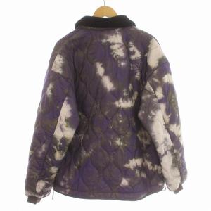 REMI RELIEF キルティングジャケット 襟ボア 総柄 タイダイ染め 紫 パープル