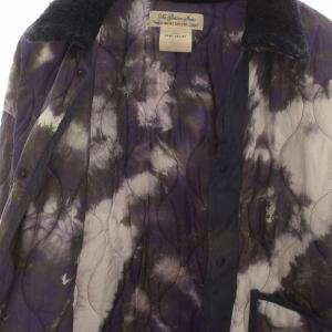 REMI RELIEF キルティングジャケット 襟ボア 総柄 タイダイ染め 紫 パープル