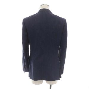 PAUL SMITH ロロピアーナ スーツ セットアップ ジャケット シングル パンツ スラックス ストライプ 裏地ドット ウール M 紺 ネイビー