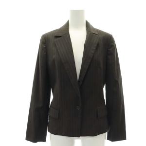 LANVIN セットアップ 上下 スーツ テーラードジャケット パンツ ストライプ柄 ウール カシミヤ 36 40 ダークブラウン