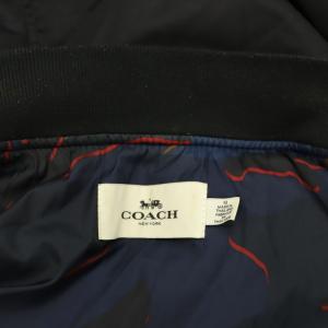 COACH MA-1 フライトジャケット ブルゾン ジップアップ 中綿 裏地総柄 M 黒ブラック E1602-33790