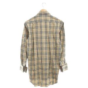 BURBERRY LONDON 長袖シャツ ノバチェック スタンドカラー はぎれ布付き ベージュ 黒 ボルドー