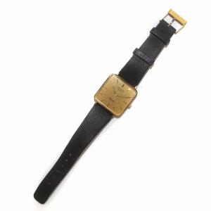 Longines Flagship 腕時計 手巻き スクエア 2針 SS ゴールド色 ブラック