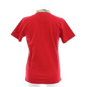 BURBERRY GOLF ポロシャツ 半袖 ノバチェック ロゴ刺繍 鹿の子 M 赤 レッド