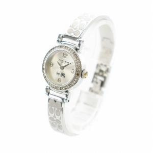 COACH マディソン 腕時計 ウォッチ クォーツ ラインストーン シグネチャー ロゴ 白文字盤 石付き シルバー色 GY18