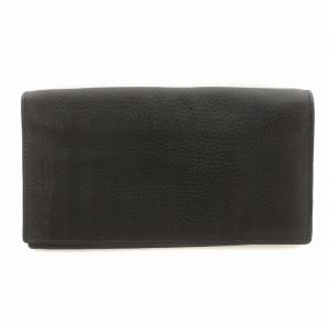 二つ折り長財布 ウォレット レザー シボ革 ロゴ 黒 ブラック