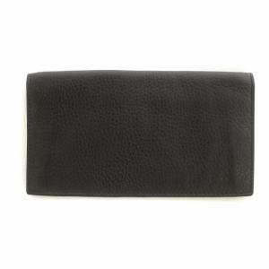 GIORGIO ARMANI 二つ折り長財布 ウォレット レザー シボ革 ロゴ 黒 ブラック