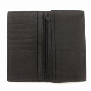 GIORGIO ARMANI 二つ折り長財布 ウォレット レザー シボ革 ロゴ 黒 ブラック