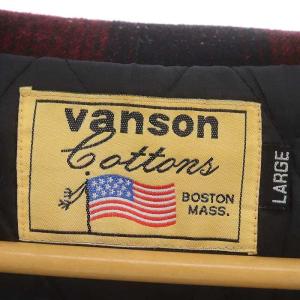 vanson Leathers Cottons Boston Mass CPO ジャケット ブルゾン バッファローチェック 中綿 スカル ワッペン L 赤