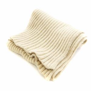 GIORGIO ARMANI ニットマフラー ストール ウール ロゴ ベージュ GY12