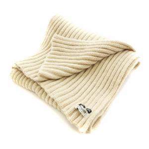 GIORGIO ARMANI ニットマフラー ストール ウール ロゴ ベージュ GY12