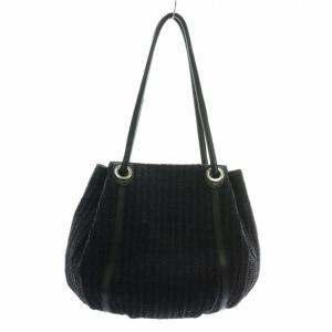 ROBERTA DI CAMERINO トートバック ワンショルダー 編み込み レザー 内側総柄 オープントップ シルバー金具 ネイビー