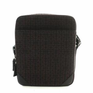 GIVENCHY ショルダーバック カメラバッグ キャンバス スクエア Wファスナー 4Gロゴ 総柄 茶色 ブラウン