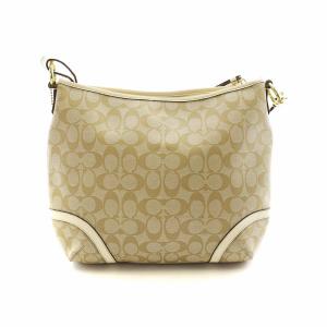 COACH ショルダーバッグ シグネチャー レザー PVC ロゴ スクエア ベージュ F19823 GY18