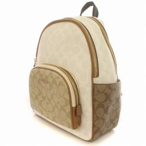 COACH リュックサック バックパック シグネチャー ロゴ PVC 白 ホワイト 茶 ブラウン CA439