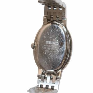 SEIKO EXCELINE 腕時計 クォーツ オーバル 14P ダイヤベゼル 2針 シェル文字盤 シルバー色