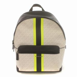 リュックサック バックパック MKシグネチャー ロゴ 総柄 PVC 白 ホワイト 黒 ブラック 黄 イエロー