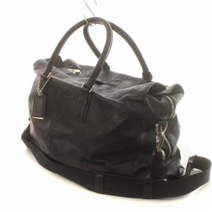 COACH 2WAY ボストンバッグ ハンド ショルダー オプアート キャリーオール ロゴ 総柄 レザー 黒 ブラック 70254