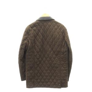 Salvatore Ferragamo キルティングジャケット ロゴボタン レザー切替 アウター 48 茶 ブラウン