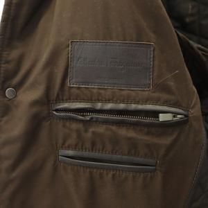 Salvatore Ferragamo キルティングジャケット ロゴボタン レザー切替 アウター 48 茶 ブラウン