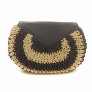 BALLY ショルダーバッグ レザー 編み込み ロゴ 茶 ブラウン 黒 ブラック