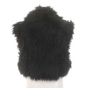 DIESEL ベスト フェイクファー 前開き ジップアップ クロップド S 黒 ブラック