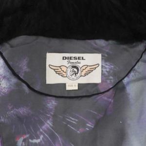 DIESEL ベスト フェイクファー 前開き ジップアップ クロップド S 黒 ブラック