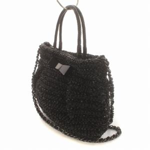 ANTEPRIMA 2WAY ハンドバッグ ショルダーバッグ ワイヤー リボン ロゴ ラインストーン 黒 ブラック