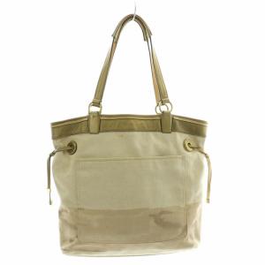 COACH オプアート トートバッグ ハンド キャンバス レザー 星 スター ビーズ オープントップ ベージュ ゴールド色 17024