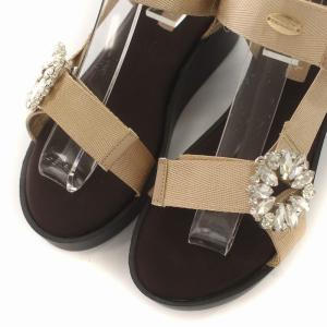 TOCCA サンダル ストラップ オープントゥ ラインストーン ビジュー ベージュ 35 22.5cm 黒 ブラック