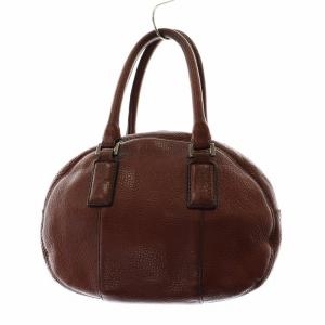 HIROFU ハンドバッグ ミニボストン レザー ロゴ 茶 ブラウン GY18