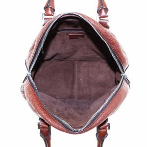 HIROFU ハンドバッグ ミニボストン レザー ロゴ 茶 ブラウン GY18