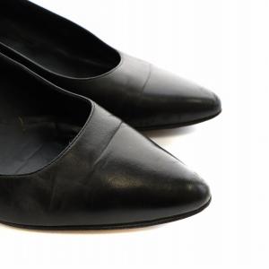 BALLY パンプス ポインテッドトゥ チャンキーヒール レザー 37 24cm 黒 ブラック GY18