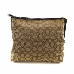 COACH ショルダーバッグ シグネチャー キャンバス ジャガード チャーム付き 総柄 ロゴ 茶 ブラウン GY18